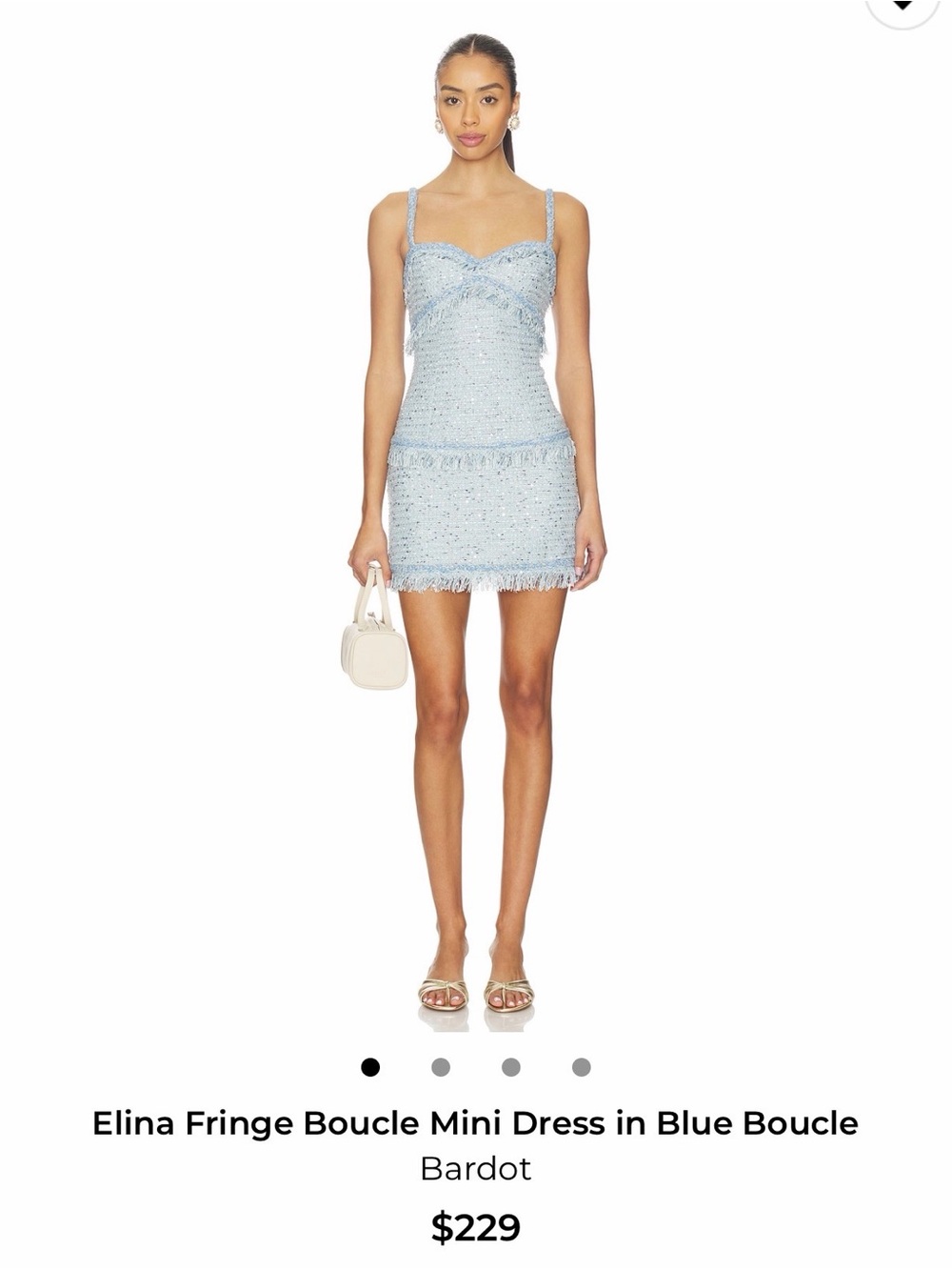 Bardot Elina Fringe Boucle Mini Dress in Blue Boucle